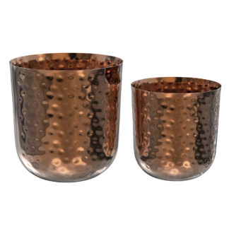 Rose gold coloured plant pots