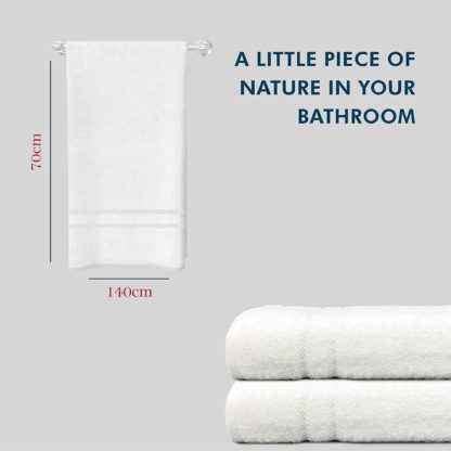 Bamboo Large Bath Towel Set- 2 White Super Absorbent Bathroom Towels- 70% Bamboo And 30% Cotton - 550 GSM - Quick Dry Germ Free Bamboo Bath Towels - Image 4