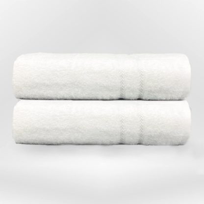 Bamboo Large Bath Towel Set- 2 White Super Absorbent Bathroom Towels- 70% Bamboo And 30% Cotton - 550 GSM - Quick Dry Germ Free Bamboo Bath Towels - Image 3